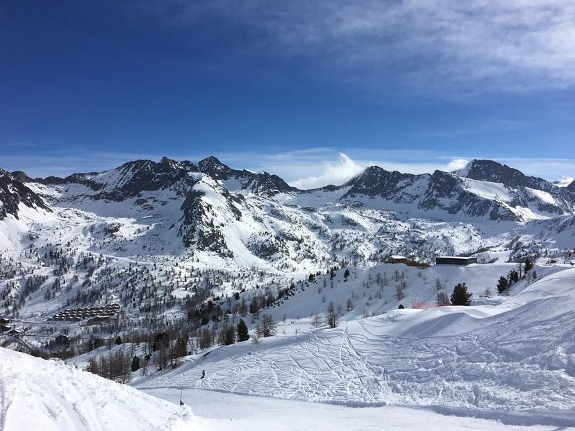 Snowy mountain ski resort of Isola in France